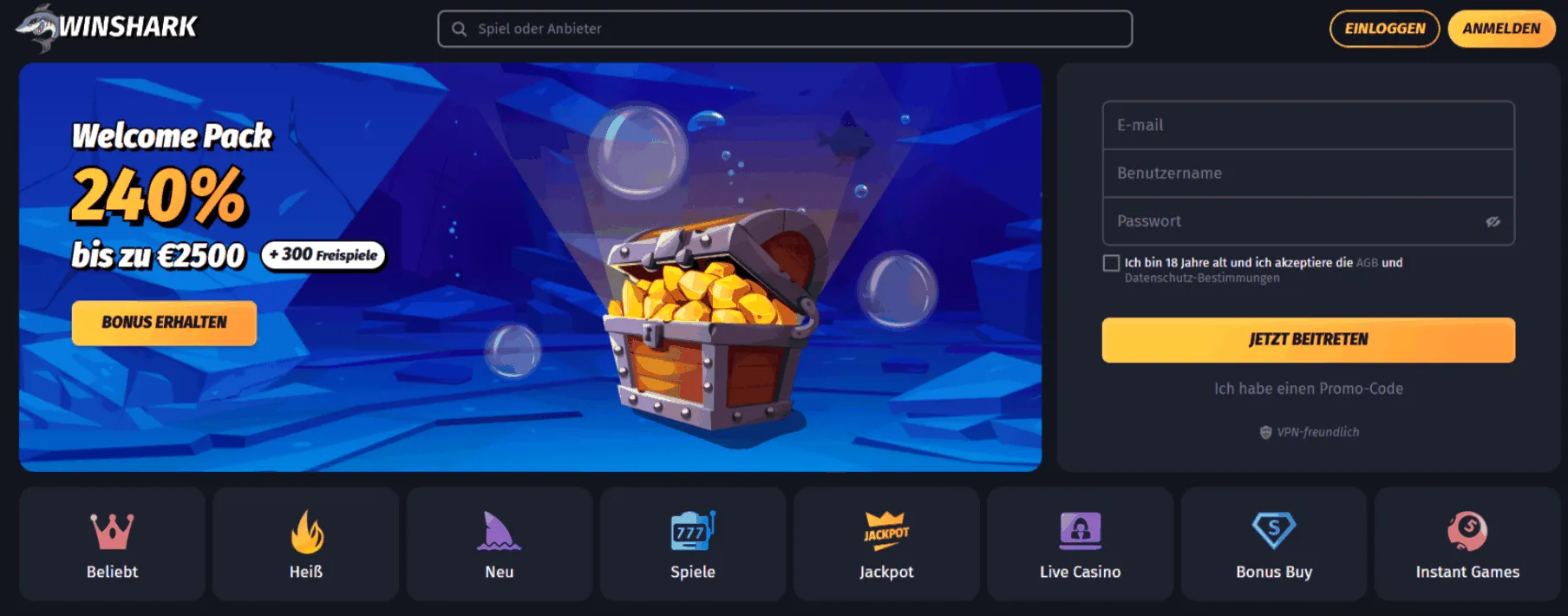 Winshark Casino Startseite